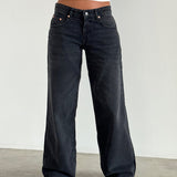 Roomy Extra Wide Low Rise Jeans in Washed Black