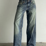 Roomy Extra Wide Low Rise Jeans in Extreme Blue Green