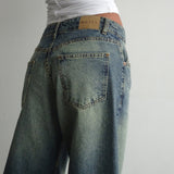 Roomy Extra Wide Low Rise Jeans in Extreme Blue Green