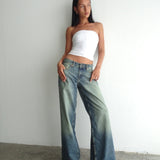 Roomy Extra Wide Low Rise Jeans in Extreme Blue Green