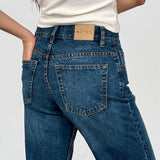 Mid Rise Slim Parallel Jeans in Mid Blue Used