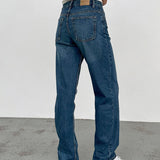 Mid Rise Slim Parallel Jeans in Mid Blue Used