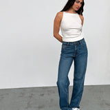 Mid Rise Slim Parallel Jeans in Mid Blue Used