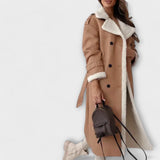 Maria – Long classic cardigan with fleece lining and teddy collar