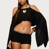 Ivanna Cutout Cape Cropped Top