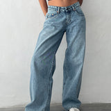 Roomy Extra Wide Low Rise Jeans in Vintage Blue Wash