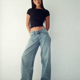 Roomy Extra Wide Low Rise Jeans in Vintage Blue Wash
