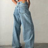 Roomy Extra Wide Low Rise Jeans in Vintage Blue Wash
