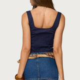 Embroidered Cotton Button Up Top