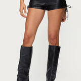 Kariss Lace Up Faux Leather Micro Shorts