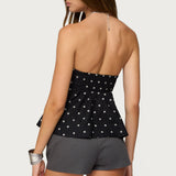 Izzey Polka Dot Strapless Babydoll Top