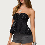 Izzey Polka Dot Strapless Babydoll Top