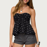 Izzey Polka Dot Strapless Babydoll Top