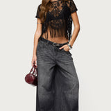 Kira Sheer Lace Fringe Top