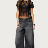 Kira Sheer Lace Fringe Top