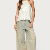 Ellorie Backless Sequin Halter Top