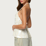 Ellorie Backless Sequin Halter Top