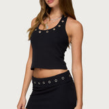 Havana Grommet Ribbed Halter Top