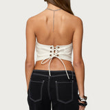 Kizzie Faux Leather Halter Top
