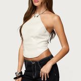 Kizzie Faux Leather Halter Top