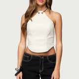 Kizzie Faux Leather Halter Top