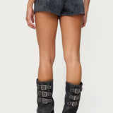 Rhiley Contrast Faux Suede Micro Shorts