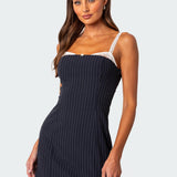 Pinstripe Bra Detail Mini Dress