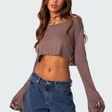 Sheer Raw Hem Crop Top