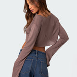 Sheer Raw Hem Crop Top